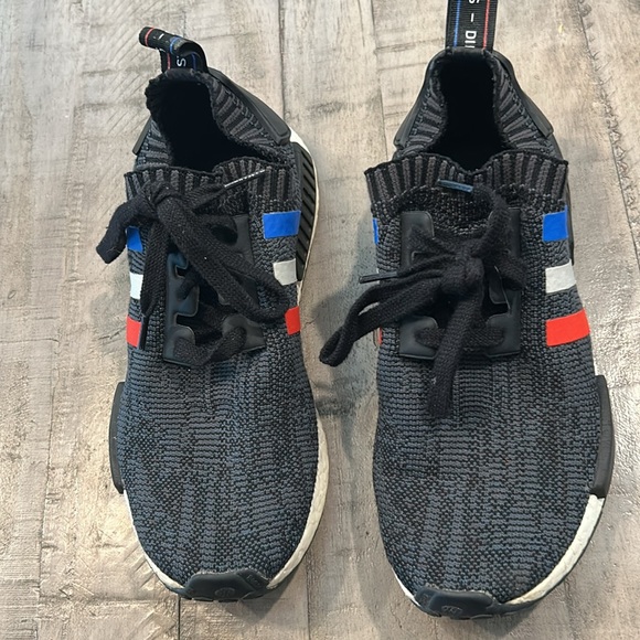 Rare Adidas NMD R1 PrimeKnit Tri Color Black 3 Stripes Boost Excellent Condition - Picture 5 of 12
